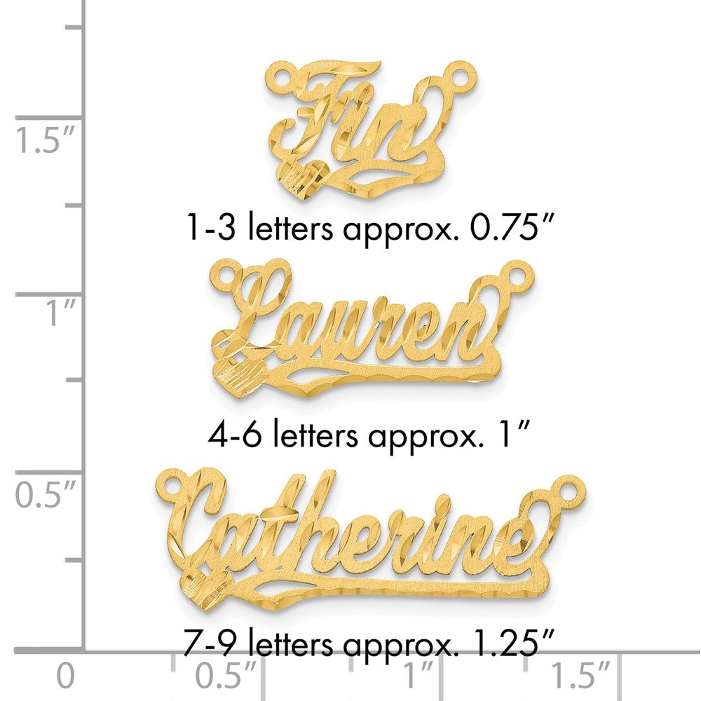 Sterling Silver/Gold-plated Satin Diamond-cut Heart Name Plate