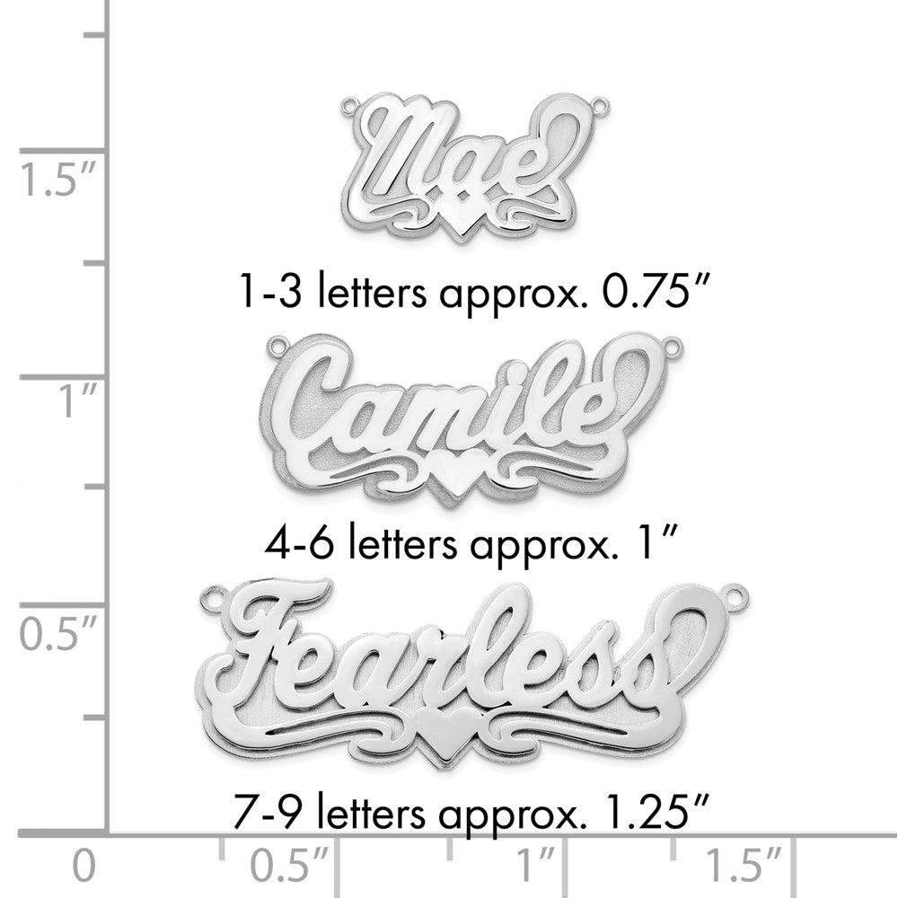 14k White Gold 3D Polished Heart Name Plate
