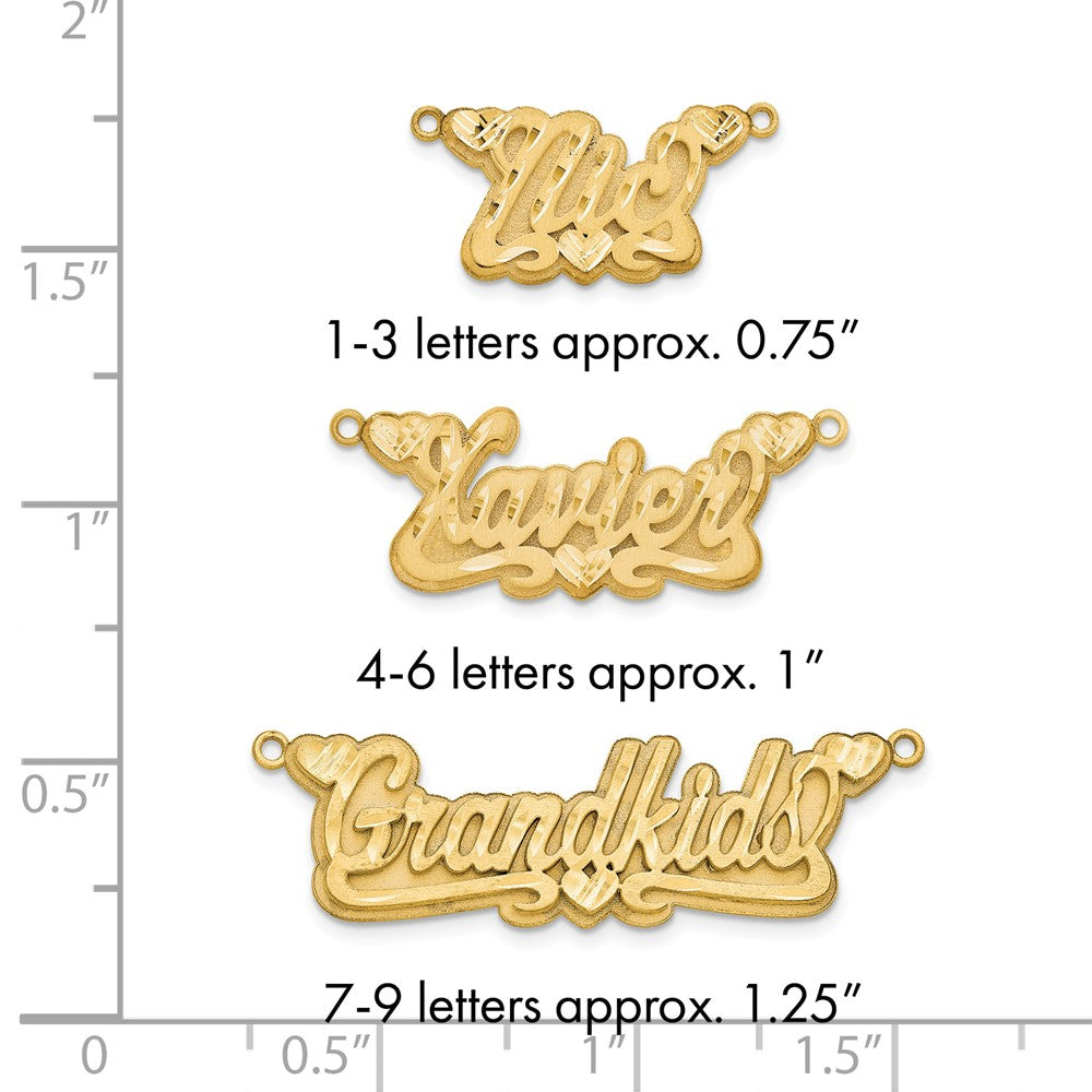Sterling Silver/Gold-plated 3D Satin Diamond-cut Hearts Name Plate