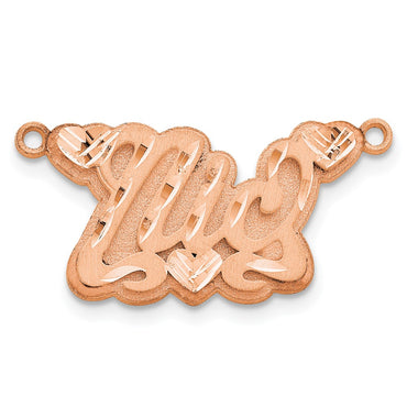 Sterling Silver/Rose-plated 3D Satin Diamond-cut Hearts Name Plate