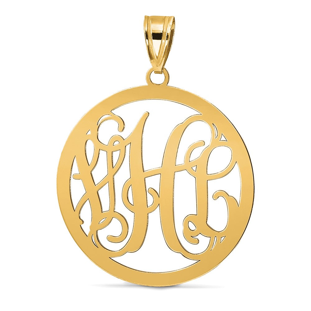 14k Yellow Gold Large Round Monogram Pendant