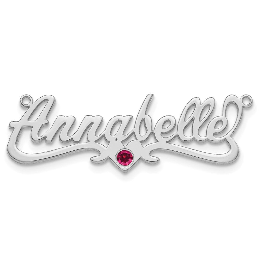 10k WG with 14k Rhod-plated Bezel Birthstone Heart Name Plate