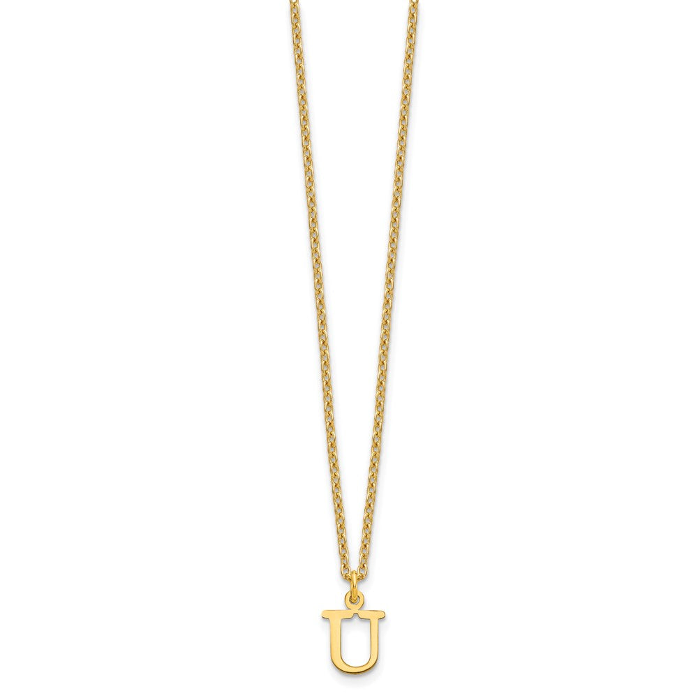 Sterling Silver Gold-plated Cutout Letter U Initial Necklace
