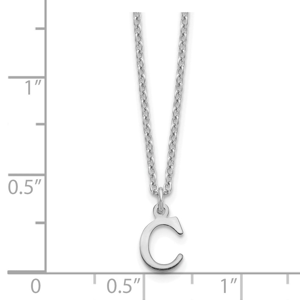 Sterling Silver Rhodium-plated Cutout Letter C Initial Necklace