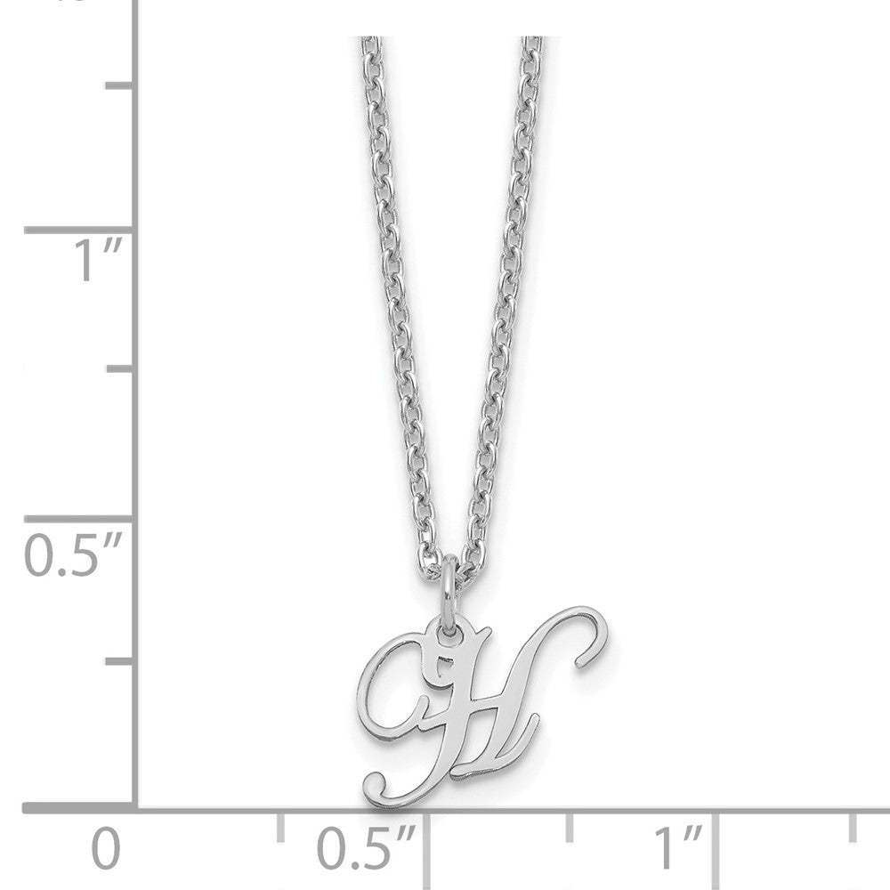 Sterling Silver Rhodium-plated Letter H Initial Necklace
