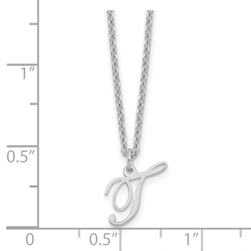 Sterling Silver Rhodium-plated Letter T Initial Necklace