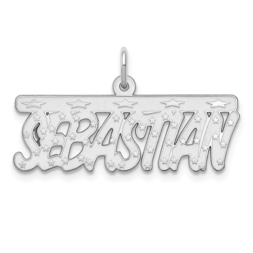 10k White Gold Satin Stars Name Plate