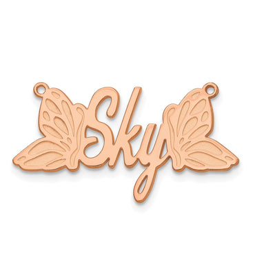 Sterling Silver /Rose-plated Butterfly Name Plate