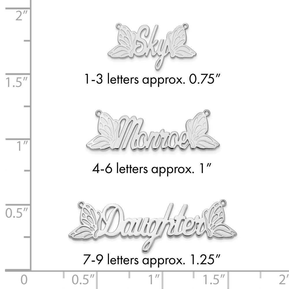 10k White Gold Butterfly Name Plate