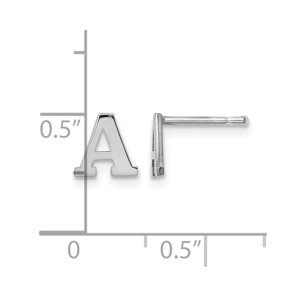 Sterling Silver Rhodium-plated Letter A Initial Post Earrings