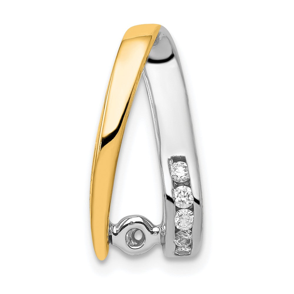 14k Two-tone 5/8ct Lab Grown Diamond VS/SI+ G+ Comp Chain Slide Pendant
