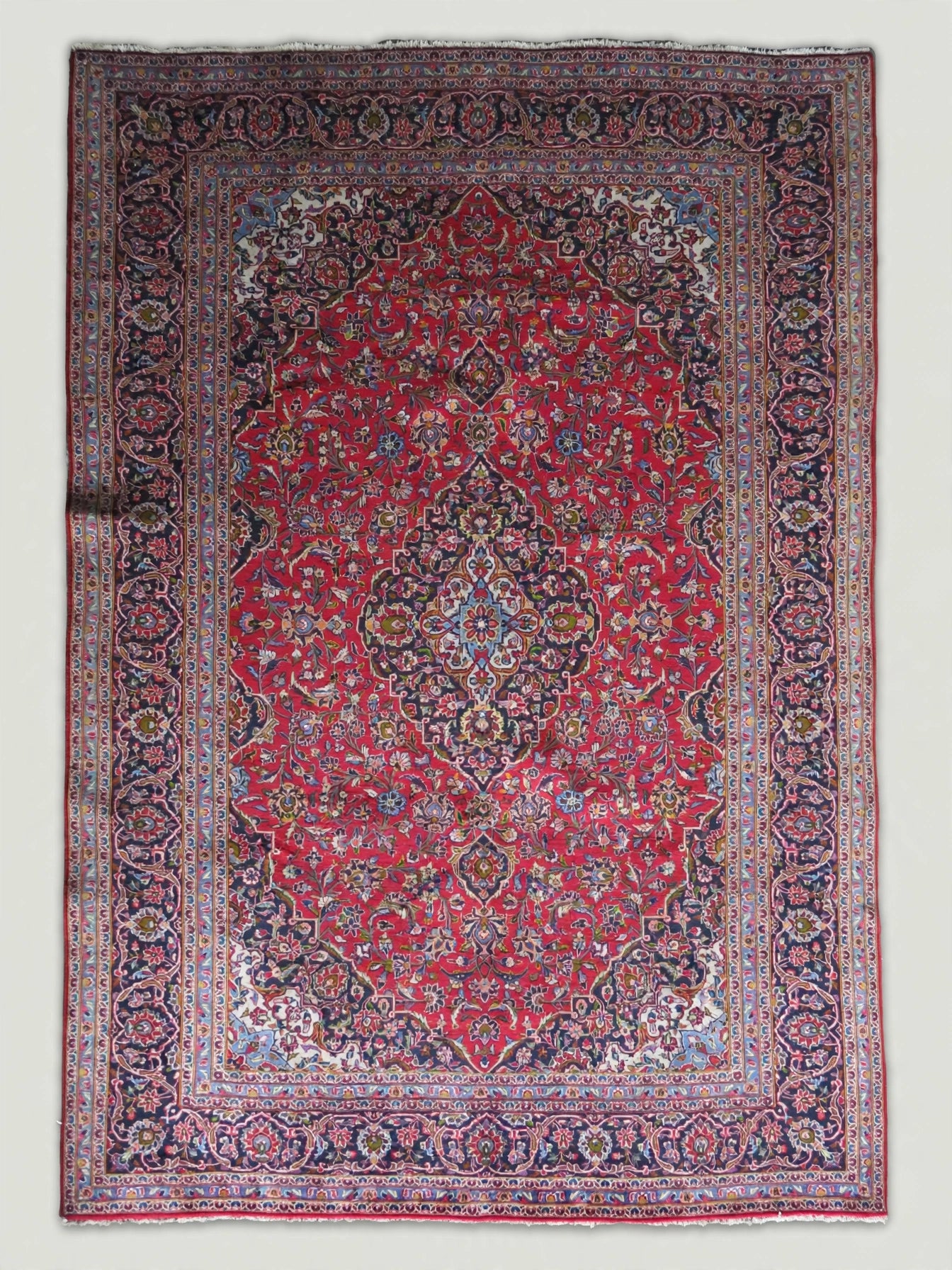 Hand Knotted Persian Vintage Rug, Traditional Wool Area Rug, 12 ft 1 in x 9 ft 4 in, flat view
