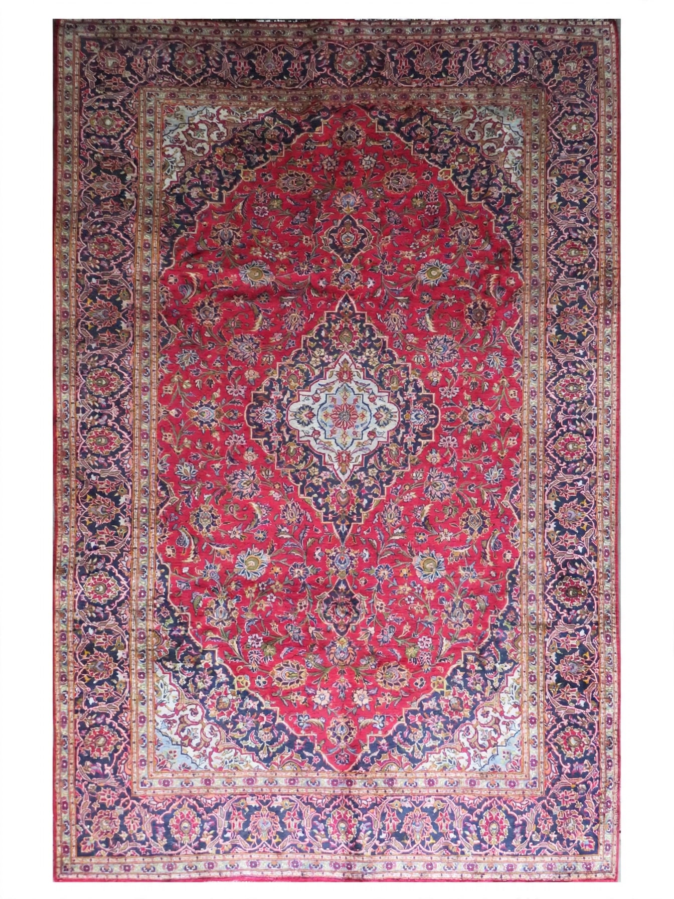 Hand Knotted Persian Ardakan Vintage Rug, Traditional Wool Area Rug, 12 ft 1 in x 8 ft 7 in, flat view