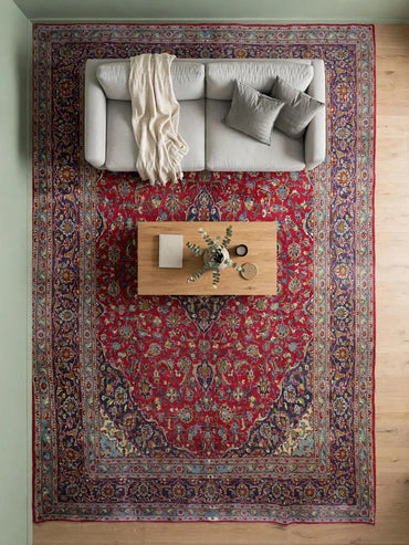 Hand Knotted Persian Vintage Rug, Traditional Wool Area Rug, 12 ft 4 in x 9 ft 3 in, in living room