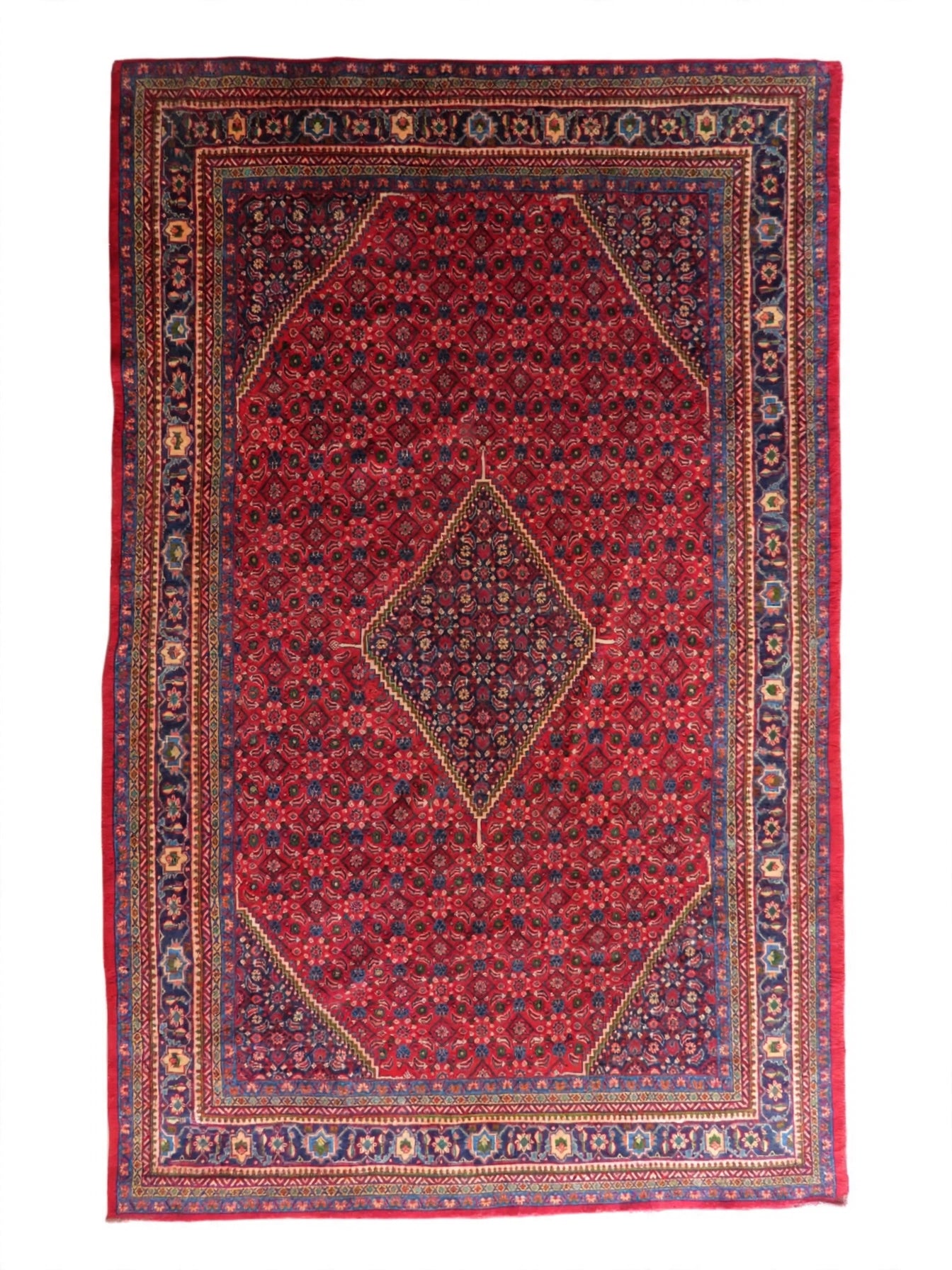 Hand Knotted Persian Vintage Rug, Traditional Wool Area Rug, 13 ft 0 in x 9 ft 1 in, flat view