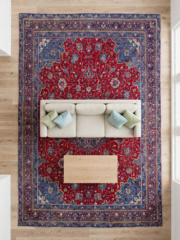 Hand Knotted Persian Vintage Rug, Traditional Wool Area Rug, 13 ft 1 in x 9 ft 8 in, in living room