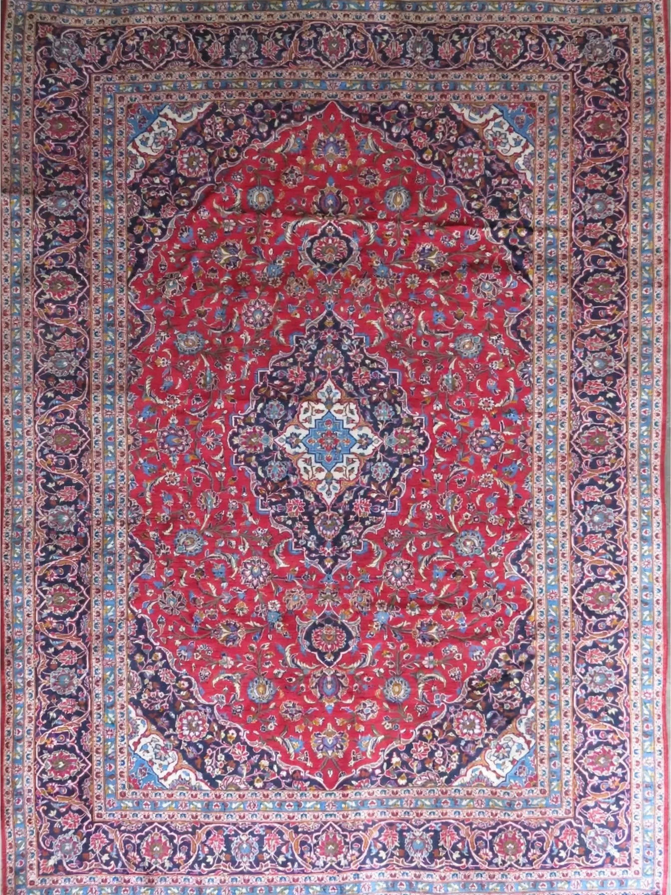 Hand Knotted Persian Ardakan Vintage Rug, Traditional Wool Area Rug, 12 ft 10 in x 9 ft 6 in, flat view