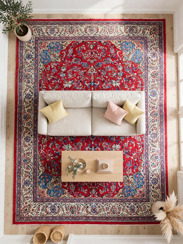 Hand Knotted Persian Arak Vintage Rug, Traditional Wool Area Rug, 12 ft 9 in x 9 ft 6 in, in living room, furniture on rug