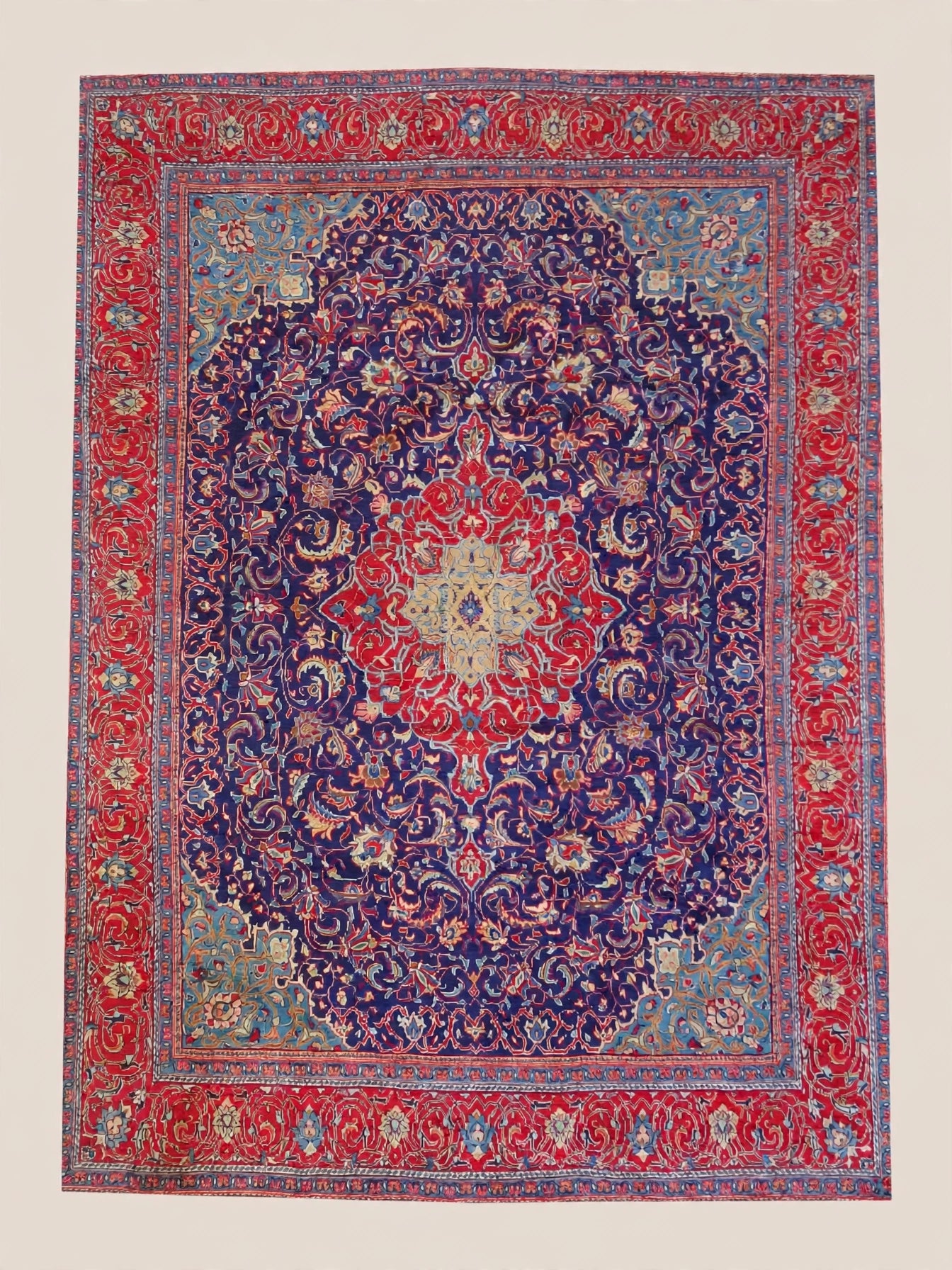 Hand Knotted Persian Arak Vintage Rug, Traditional Wool Area Rug, 12 ft 10 in x 9 ft 8 in, flat view