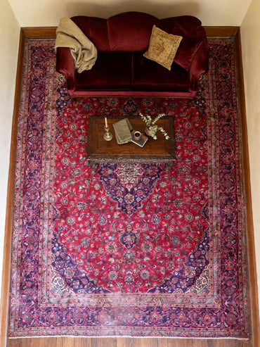Hand Knotted Persian Vintage Rug, Traditional Wool Area Rug, 12 ft 10 in x 9 ft 6 in, in living room
