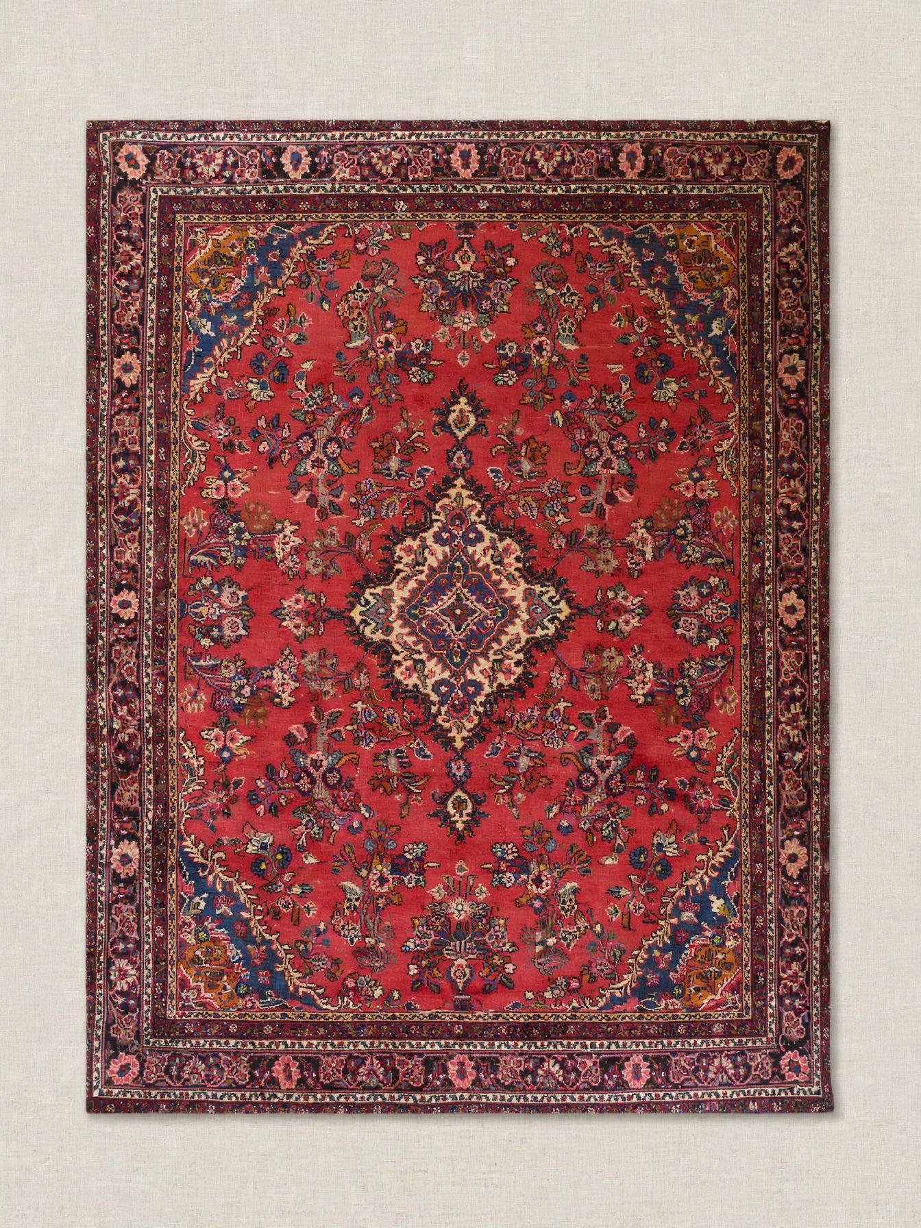 Hand Knotted Persian Vintage Rug ABCR06710, 10 ft 6 in x 7 ft 5 in, flat view, natural colors