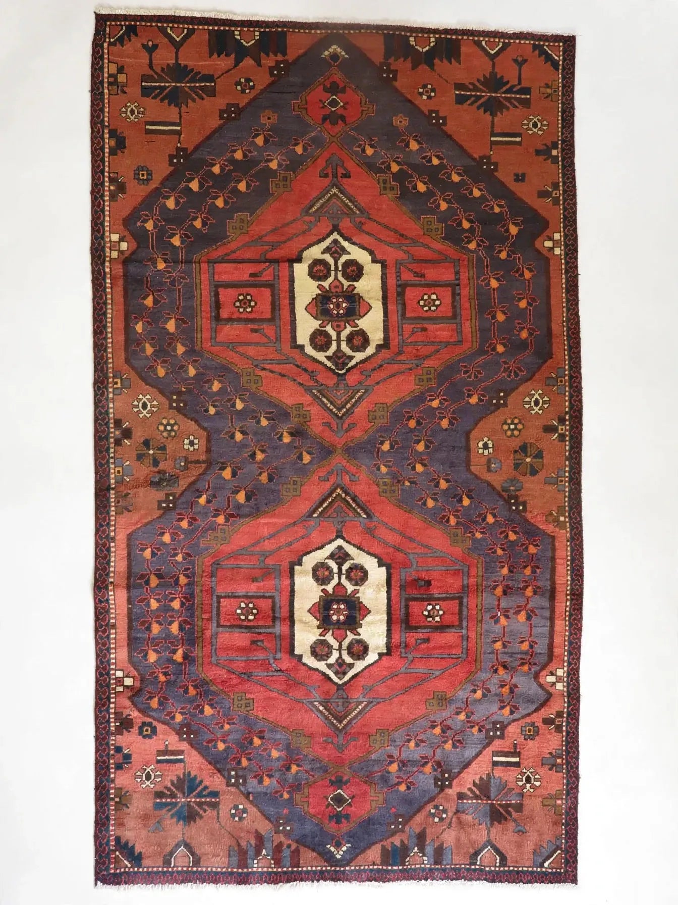 Hand Knotted Persian Vintage Rug, cleaned flat, 10 ft 6 in x 7 ft 5 in