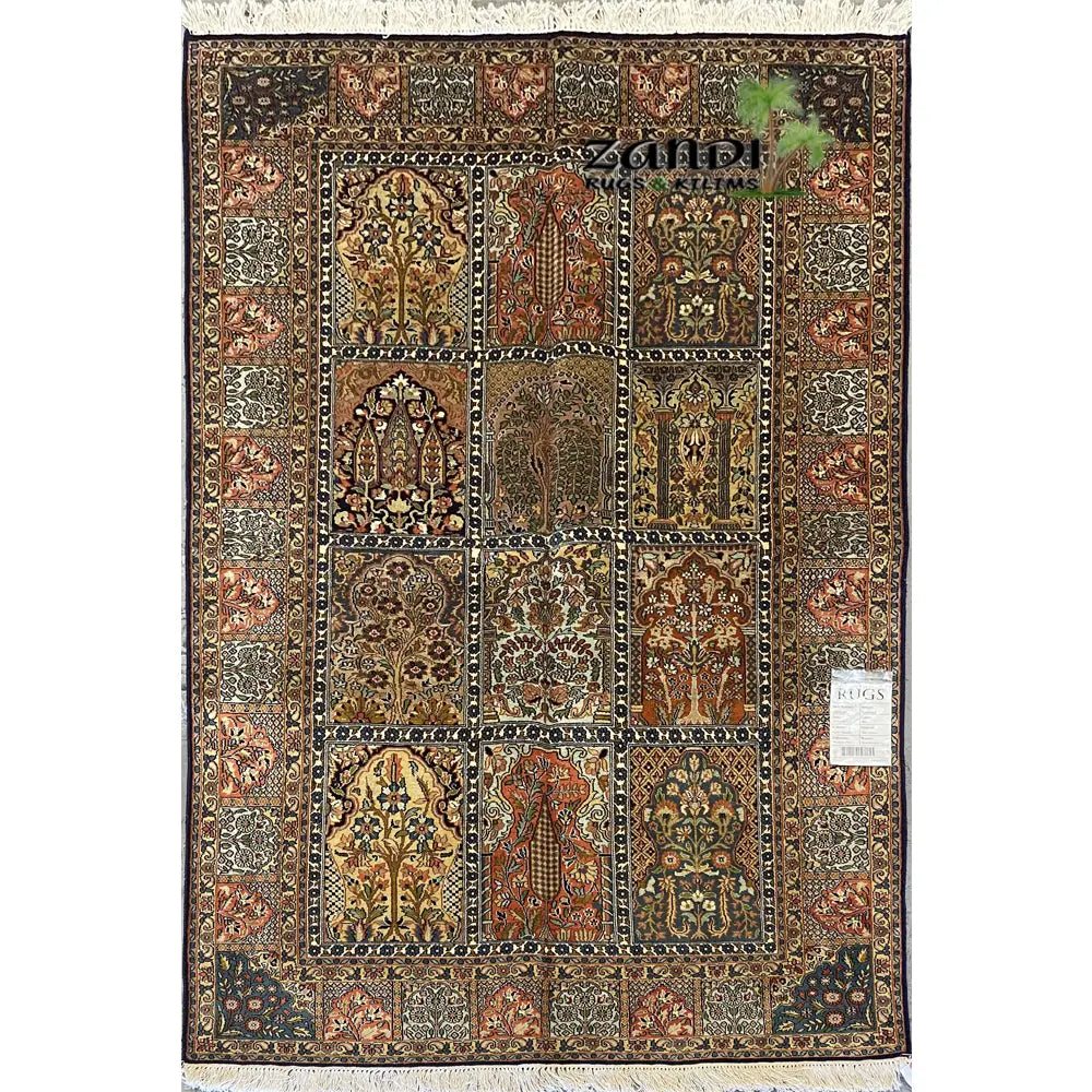Hand knotted Indian Kashmir traditional design rug size 6'3''x4'0'' RR11561