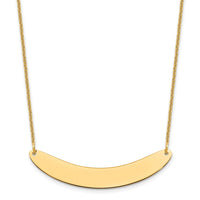 10k Yellow Gold Medium Curved Blank Bar Necklace