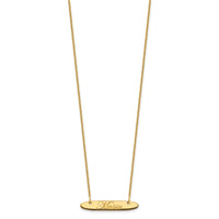 10k Yellow Gold Small Oblong EDWARDIAN SCRIPT Bar Necklace