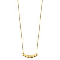 10k Yellow Gold Small EDWARDIAN SCRIPT Curved Bar Necklace
