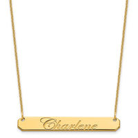 10k Yellow Gold Medium EDWARDIAN SCRIPT Bar Necklace