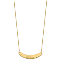 10k Yellow Gold Medium EDWARDIAN SCRIPT Curved Bar Necklace
