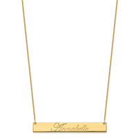 10k Yellow Gold Large EDWAEDIAN SCRIPT Bar Necklace