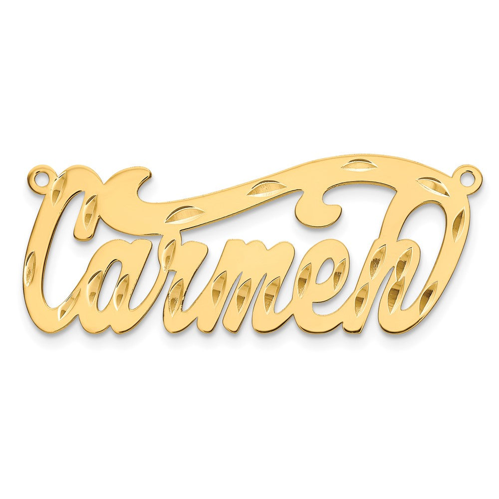 10k Yellow Gold Polished Diamond-cut Name Plate