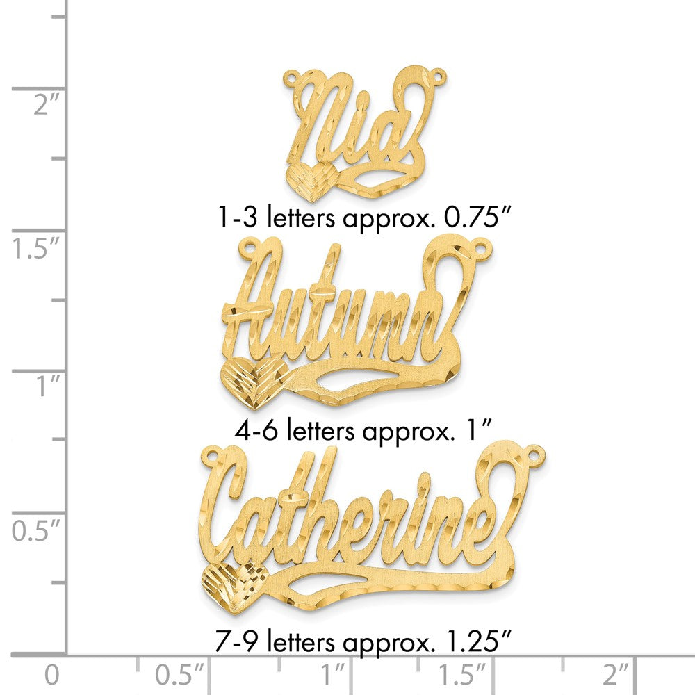 10k Yellow Gold Satin Diamond-cut Heart Name Plate