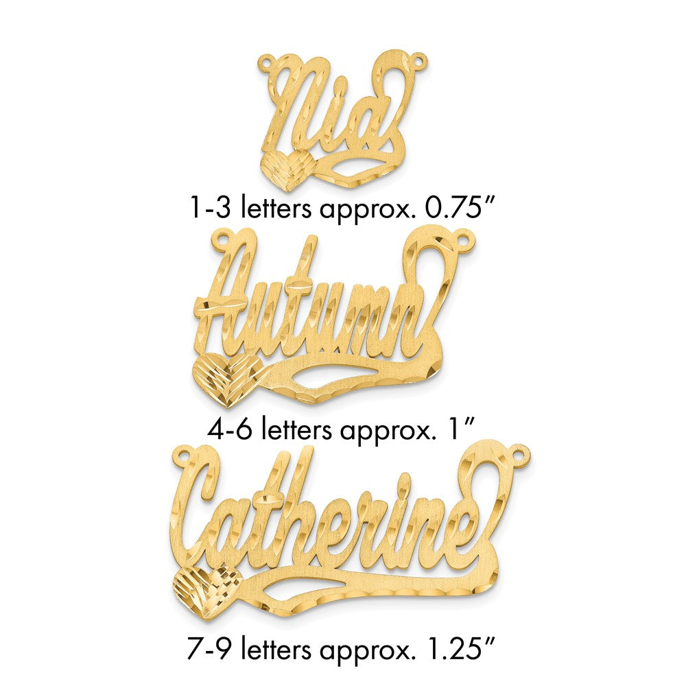 10k Yellow Gold Satin Diamond-cut Heart Name Plate