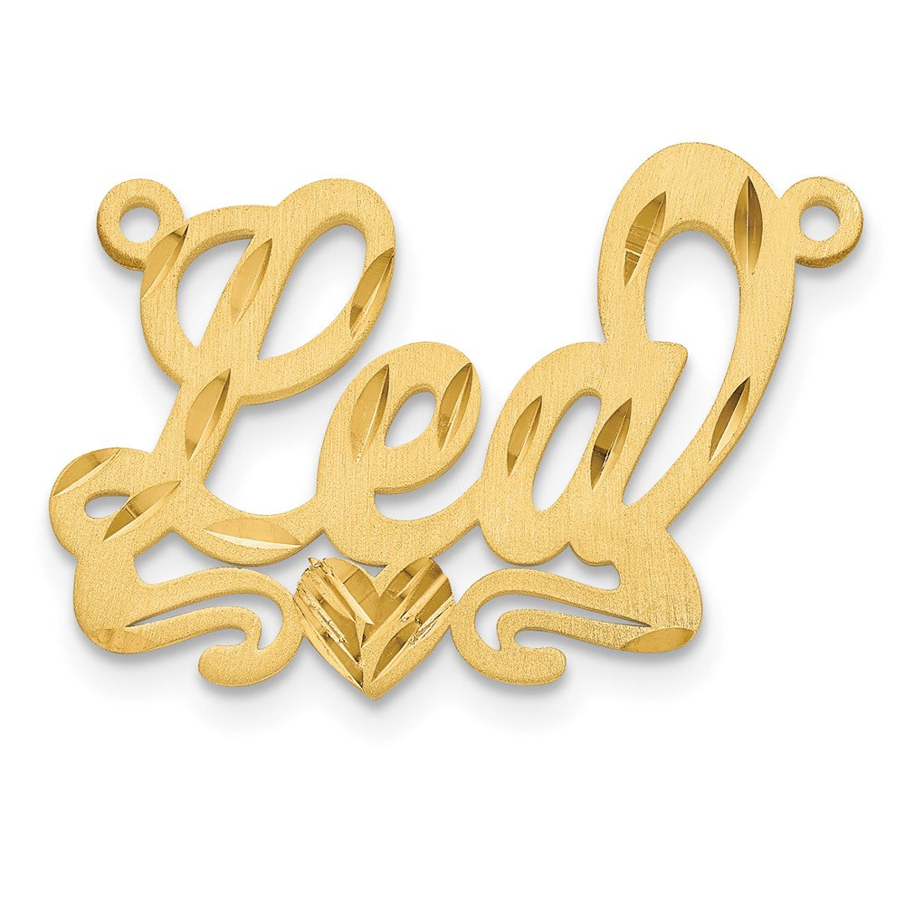 10k Yellow Gold Satin Diamond-cut Heart Name Plate