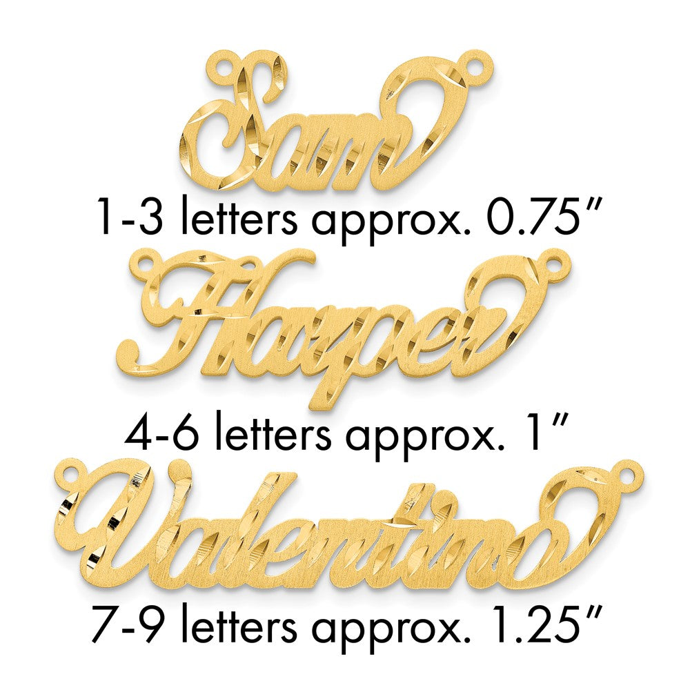 10k Yellow Gold Satin Diamond-cut Name Plate