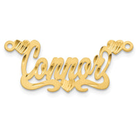 10k Yellow Gold Satin Diamond-cut Hearts Name Plate