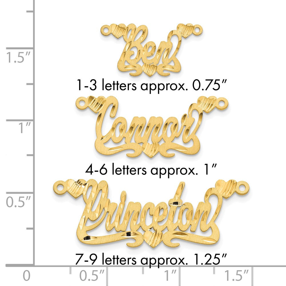 10k Yellow Gold Satin Diamond-cut Hearts Name Plate