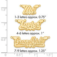 10k Yellow Gold 3D Polished Hearts Name Plate
