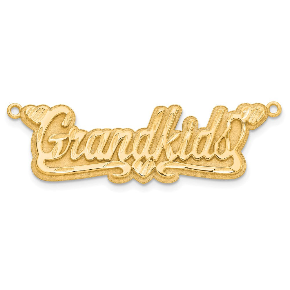 10k Yellow Gold 3D Diamond-cut Hearts Name Plate