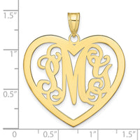 10k Yellow Gold Large Monogram Heart Pendant