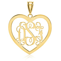 10k Yellow Gold Large Monogram Heart Pendant