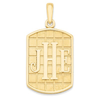 10k Yellow Gold Brushed Monogram Pendant