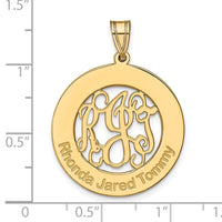 10k Yellow Gold Round Family Monogram Pendant