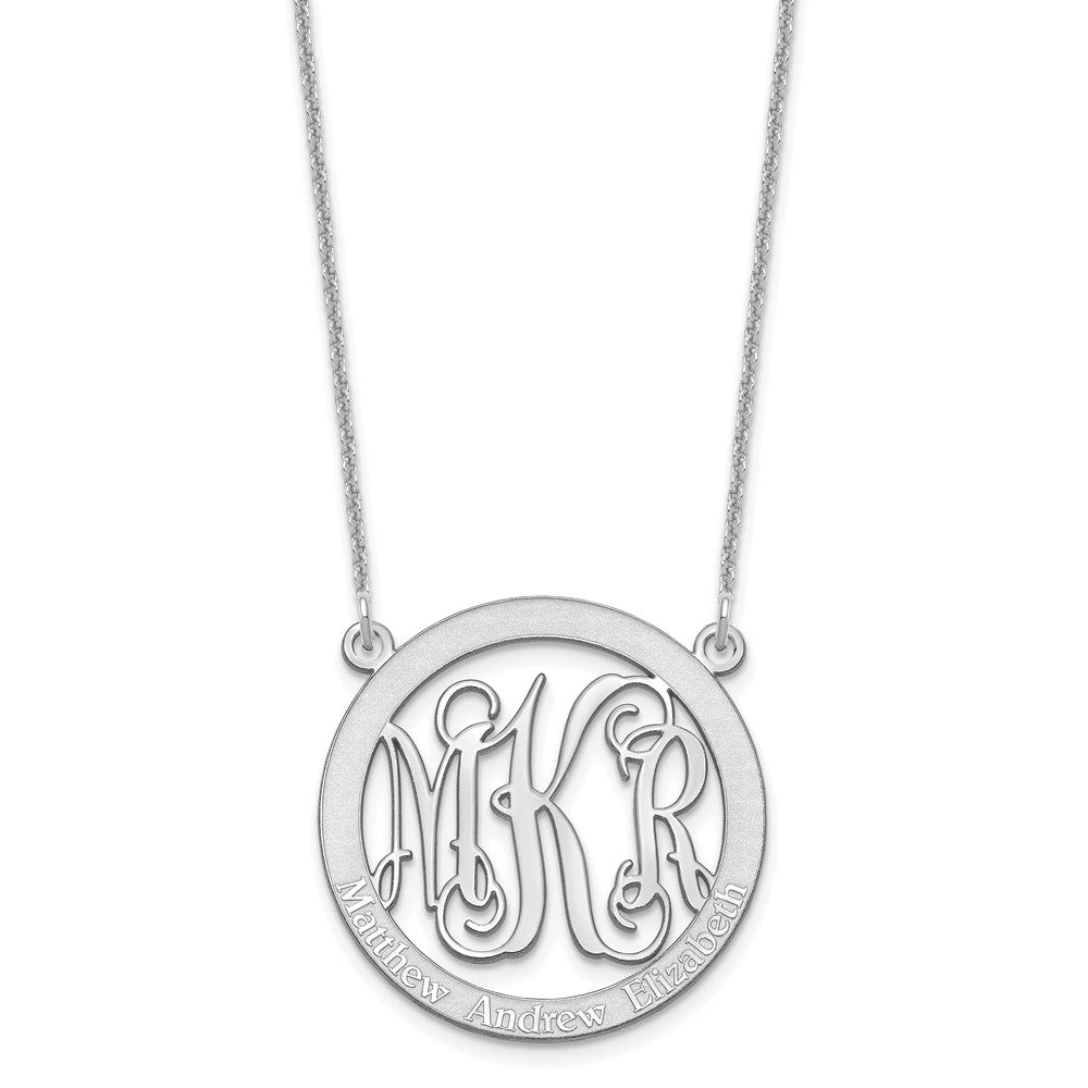 10k White Gold Small Family Monogram Necklace