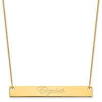 10k Yellow Gold Large EDWAEDIAN SCRIPT Bar Necklace