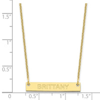 10k Yellow Gold Small Capitalized ARIAL ROUNDED Bar Necklace