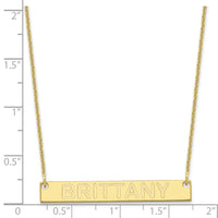 10k Yellow Gold Medium Capitalized ARIAL ROUNDED Bar Necklace